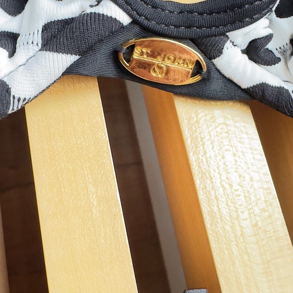 NWT St John Black And White Retro Style Gold Hardware Bikinii 6 top 8 bottom - Picture 3 of 8